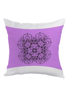 Buy Decorative Drawings Rose Printed Pillow Purple/White/Black 40x40cm in Egypt