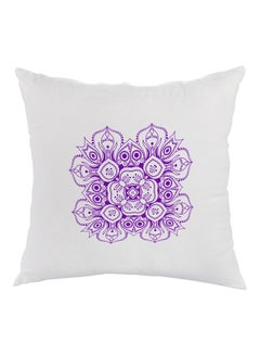 Buy Decorative Drawings Rose Printed Pillow White/Purple 40x40cm in Egypt