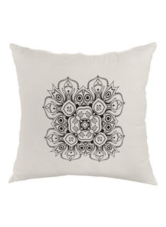 Buy Decorative Drawings Rose Printed Pillow velvet White/Black 40x40cm in Egypt