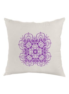 Buy Decorative Drawings Rose Printed Pillow White/Purple 40x40cm in Egypt