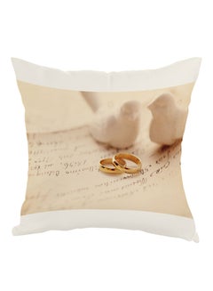 Buy Engagement Ring Printed Pillow White/Beige/Gold 40x40cm in Egypt