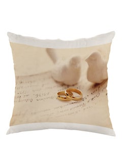 Buy Engagement Ring Printed Pillow White/Beige/Gold 40 x 40cm in Egypt