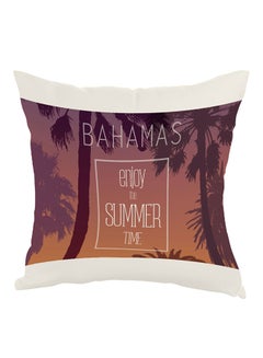 Buy Enjoy The Summer Time Printed Pillow Purple/Brown/White 40 x 40cm in Egypt