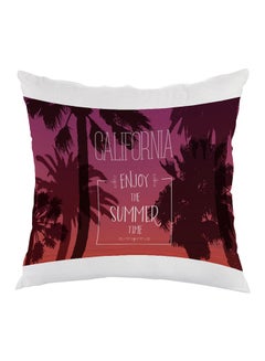 Buy Enjoy The Summer Time Printed Pillow White/Purple/Brown 40 x 40cm in Egypt