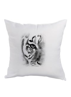 Buy Face Of A Tiger Printed Pillow White/Black 40x40cm in Egypt