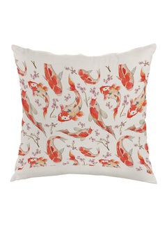 Buy Fish Printed Pillow White/Orange 40x40cm in Egypt