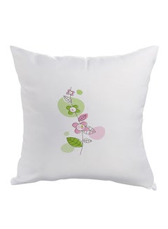 Buy Flowers Printed Bed Pillow White/Green/Pink 40x40cm in Egypt