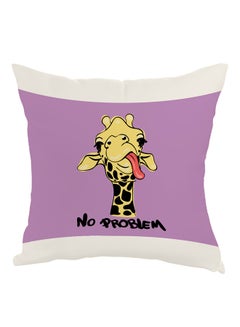 Buy Giraffe - No Problem Printed Pillow Purple/White/Yellow 40 x 40cm in Egypt