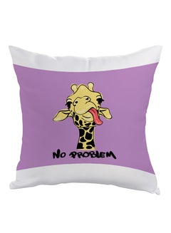 Buy Giraffe - No Problem Printed Pillow Purple/Yellow/White 40 x 40cm in Egypt