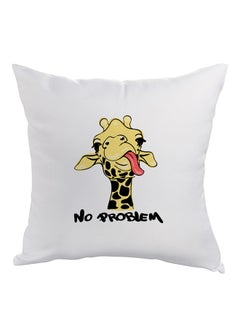 اشتري Giraffe No Problem Printed Pillow Polyester White/Yellow/Red 40 x 40centimeter في الامارات