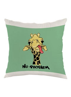 Buy Giraffe No Problem Printed Pillow White/Green/Yellow 40 x 40cm in Egypt