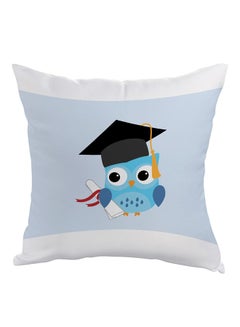 Buy Graduation Owl Printed Pillow Blue/Black/White 40 x 40cm in Egypt