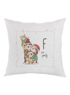 Buy Happy Family Printed Pillow White/Red/Yellow 40 x 40cm in UAE