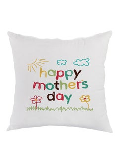 Buy Happy Mother's Day Printed Pillow White/Yellow/Green 40 x 40cm in Egypt