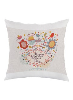 Buy Happy Mother's Day Printed Pillow White/Grey/Red 40 x 40cm in Egypt