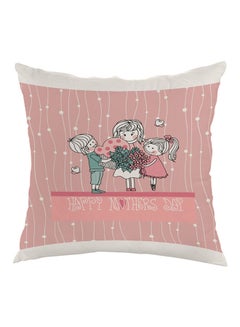 Buy Happy Mother's Day Printed Pillow Pink/White/Green 40 x 40cm in Egypt