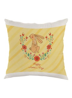 Buy Happy Mother's Day Printed Pillow Yellow/White/Brown 40 x 40cm in Egypt