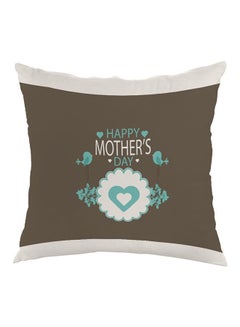 Buy Happy Mother's Day Printed Pillow Brown/White/Blue 40 x 40cm in Egypt