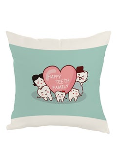 Buy Happy Teeth Family Printed Pillow White/Green/Pink 40 x 40cm in Egypt