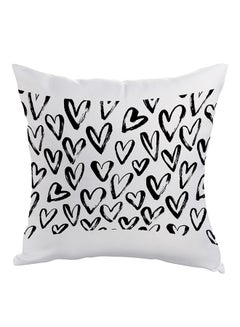 Buy Hearts Printed Pillow Black/White 40x40cm in Egypt