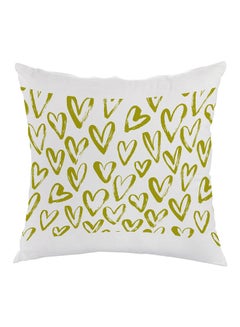 Buy Hearts Printed Pillow Green/White 40x40cm in Egypt