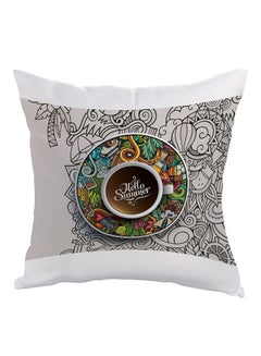 Buy Hello Summer Printed Pillow White/Brown/Grey 40 x 40cm in Egypt