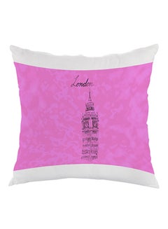 اشتري Landmark Big Ben Clock Printed pillow cover velvet Pink/Black/White 40 x 40cm في مصر