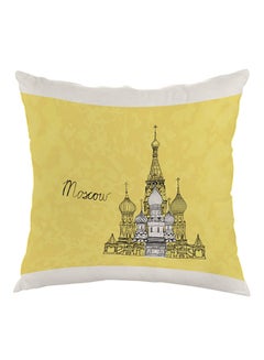 Buy Landmark Moscow Printed Throw Pillow Yellow/White/Black 40x40cm in Egypt