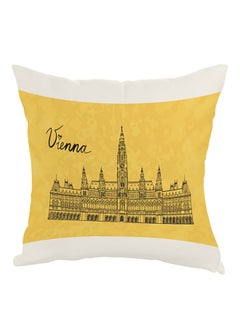 Buy Landmark Vienna Printed Bed Pillow Yellow/White/Black 40 x 40cm in Egypt