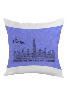 Buy Landmark Vienna Printed Bed Pillow Cover polyester Blue/White/Black 40 x 40cm in Egypt