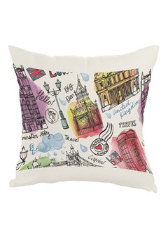 Buy Landmarks Of London Printed Bed Pillow Multicolour 40 x 40cm in Egypt