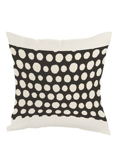 Buy Large And Small Circles Printed Throw Pillow White/Black 40 x 40cm in Egypt