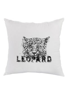 Buy Leopard Printed Pillow White/Black 40x40cm in Egypt