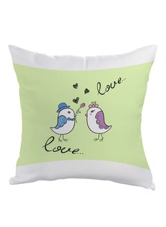 Buy Love Birds Printed Pillow Green/Black/White 40 x 40cm in Egypt