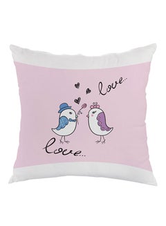 Buy Love Birds Printed Pillow Pink/White/Black 40 x 40cm in Egypt