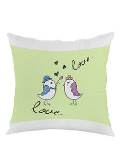 Buy Love Birds Printed Pillow Green/White/Black 40 x 40cm in Egypt