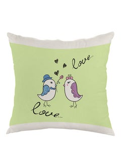 Buy Love Birds Printed Pillow Green/White/Black 40 x 40cm in Egypt