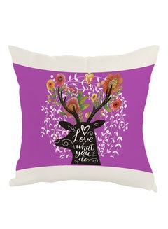 Buy Love What You Do Printed Pillow Purple/White/Black 40 x 40cm in Egypt