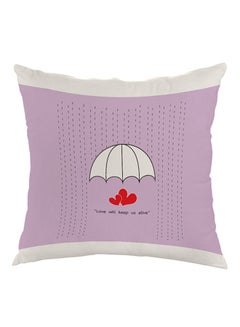 Buy Love Will Stay Alive Printed Pillow velvet Purple/White/Red 40 x 40cm in Egypt