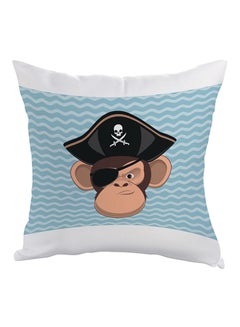 Buy Monkey Pirate Printed Pillow Blue/Brown/Black 40x40cm in Egypt