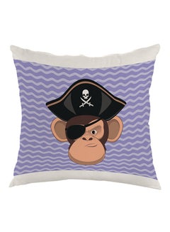 Buy Monkey Pirate Printed Pillow Purple/Black/White 40x40cm in Egypt