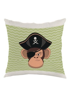 Buy Monkey Pirate Printed Pillow Green/Black/White 40x40cm in Egypt