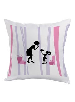 Buy Mother's Day Gift Printed Pillow White/Black/Purple 40 x 40centimeter in UAE