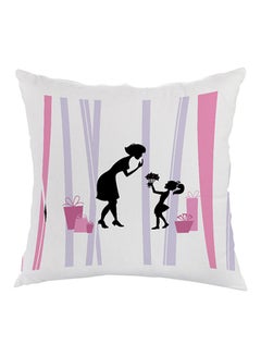 Buy Mother's Day Gift Printed Pillow White/Black/Purple 40 x 40centimeter in UAE