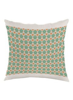 Buy Motif Of Roses Printed Pillow Green/Orange/White 40x40cm in Egypt