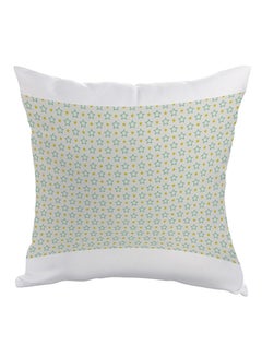 Buy Motif Of Small And Large Stars Printed Pillow White/Blue/Yellow 40x40cm in Egypt