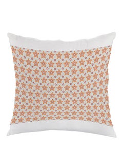 Buy Motif Of Small And Large Stars Printed Pillow White/Orange/Red 40x40cm in Egypt