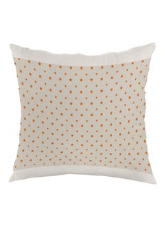 Buy Motif Of Small And Large Stars Printed Pillow White/Orange 40x40cm in Egypt