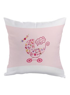 Buy Newborn Baby Girl Printed Pillow Pink/White 40 x 40cm in Saudi Arabia