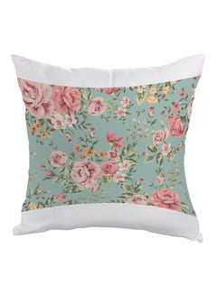 Buy Open Roses Printed Pillow Green/Pink/White 40 x 40cm in Egypt